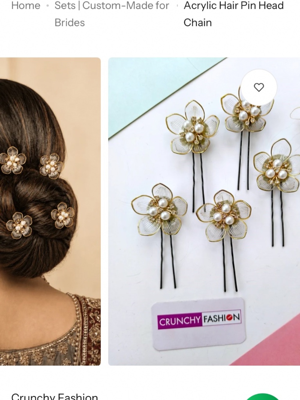 Floral Multicolored Acrylic Hair Pin Head Chain